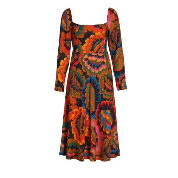 Farm Rio Flowers Midi Dress Medium NWT - Picture 6 of 9